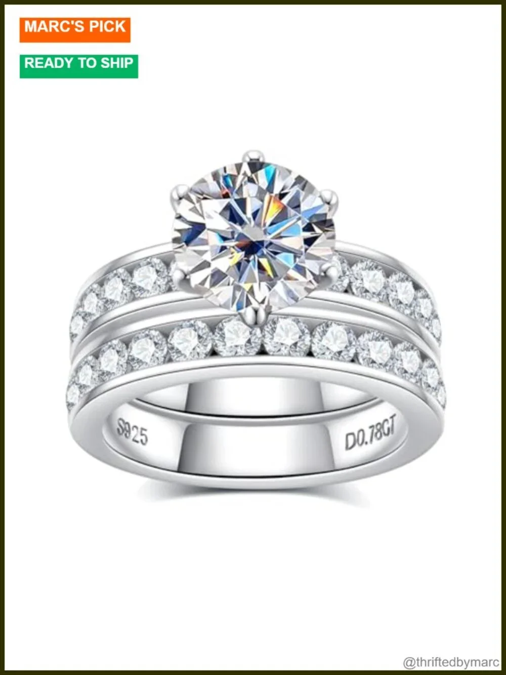 Moissanite Wedding Ring Set 4.48CTTW Round Cut 925 Sterling Silver Engagement